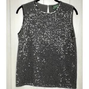 Vintage Lauren Ralph Lauren Sleeveless Wool/Cashmere Top Beaded Size Small